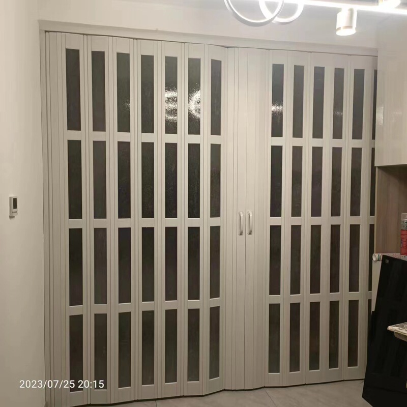 Kitchen PVC folding door gas acceptance environmental protection open sliding door bathroom balcony invisible partition door