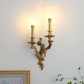 欧式复古法式黄铜蜡烛壁灯设计师别墅大气奢华客厅餐厅卧室过道灯