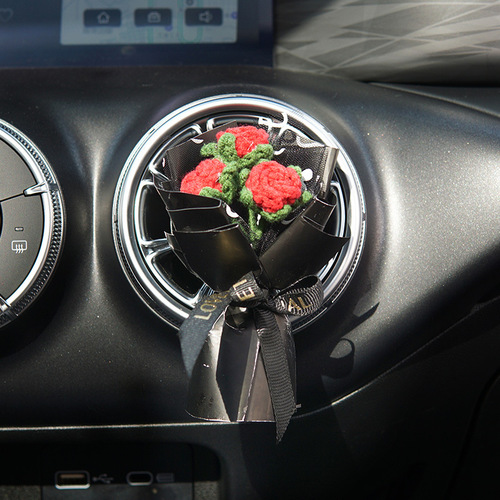 Mini bouquet, hand-woven creative car-mounted simulated bouquet, finished air outlet decoration, gift to the goddess