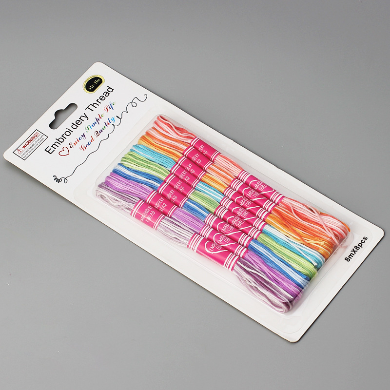 DIY craft supplies cross stitch thread 8 meters gradient embroidery floss dual-color segment-dyed polyester embroidery thread