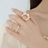 Small design beads from pearl, adjustable gemstone ring, french style, on index finger