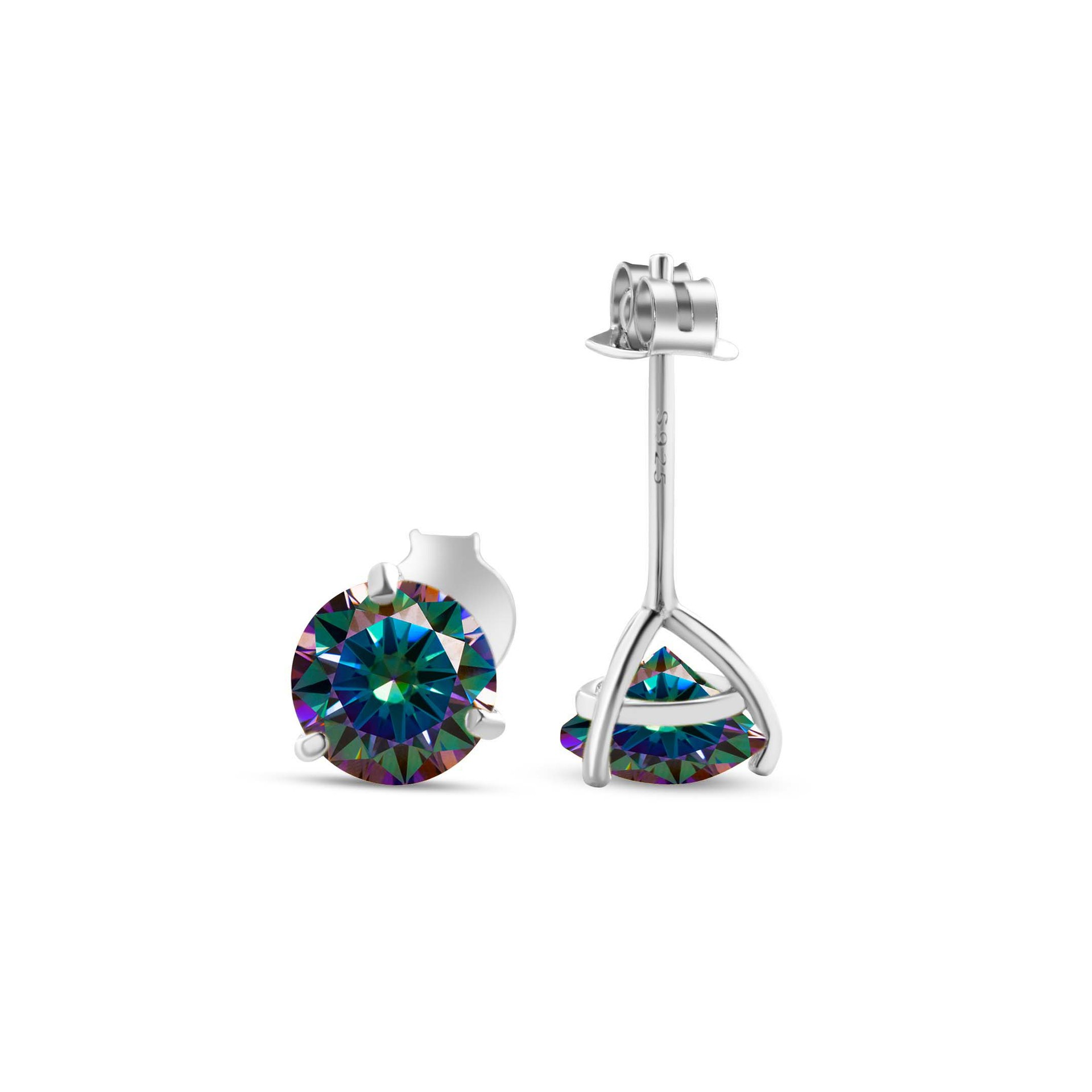 S925 pendientes de plata esterlina 2021 nuevos pendientes clásicos femeninos simple tres garras un quilate adornos pendientes de piedra de moissan