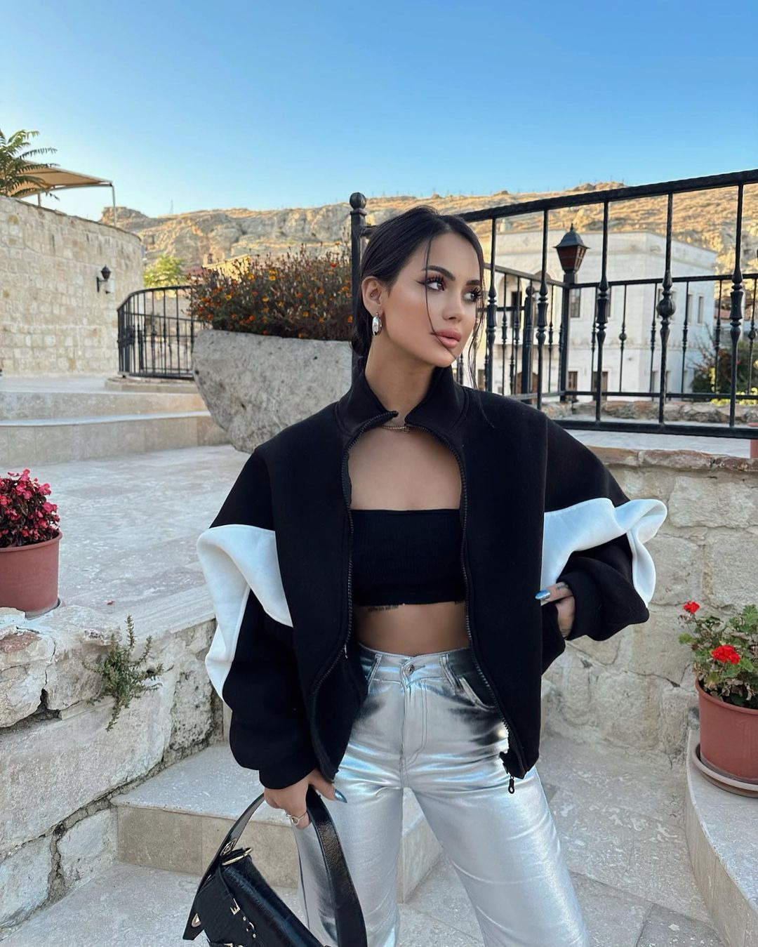 Women's Clothing Loose Casual Versatile Top Long Sleeve Color Block Stand Collar Jacket for Women_voghion.com