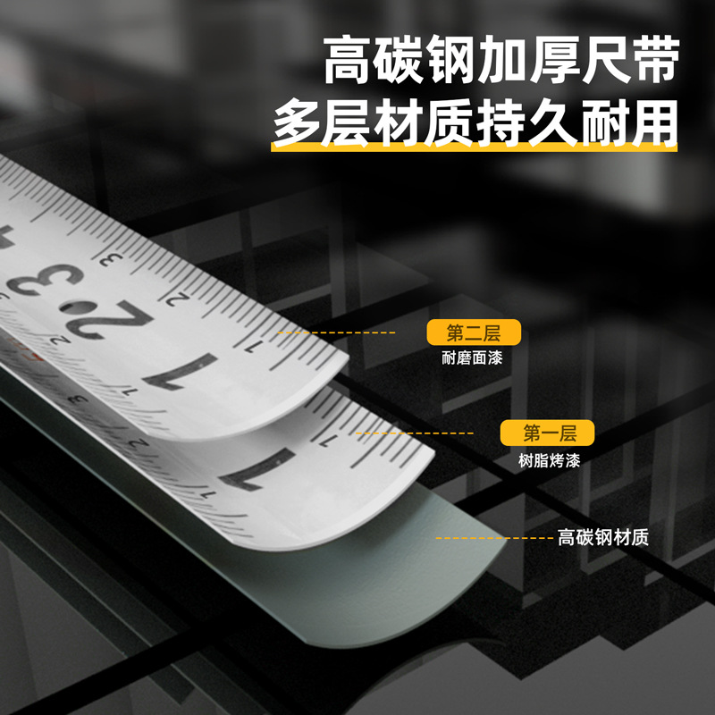 Getle 8208 5-meter steel tape measure, 5m steel tape, 5m × 19mm widened type, full rubberized wholesale