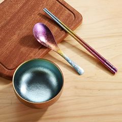 牧チタンMutti純チタン氷花自慢箸スプーンフォークカップ食器セットプレゼント屋外露キャンプ