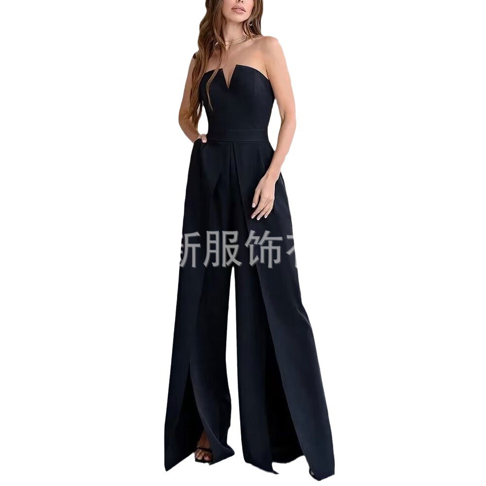 Amazon AliExpress nuevas mujeres de alta cintura casual jumpsuit pantalones sexy tubo superior elegante mono del partido