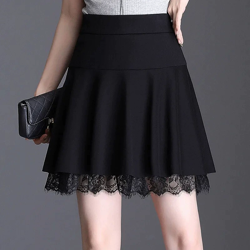 Весна и лето новая юбка-трапеция Женская кружевная юбка с высокой талией узкая черная юбка-пачка одношаговая юбка для миниатюрных