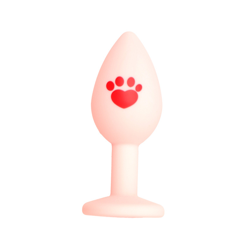 Cat Paw Silicone Anal Plug with Rhinestones, Pink Beginner-Friendly Training Toy — detail image 15