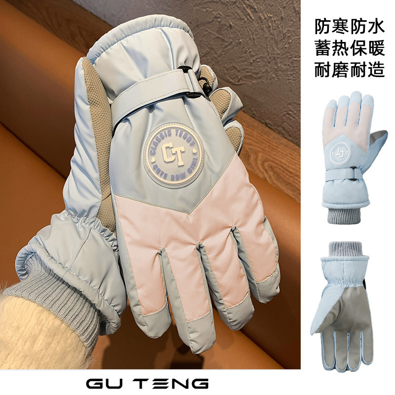 跨境冬季保暖滑雪手套女加绒防风防水防寒户外骑行可触屏登山手套|undefined