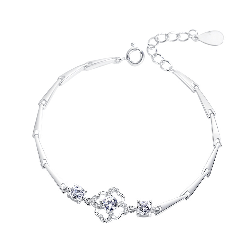 Trébol s925 pulsera de plata esterlina mujer ins nicho diseño pulsera pareja novias estudiante estilo coreano simple personalidad