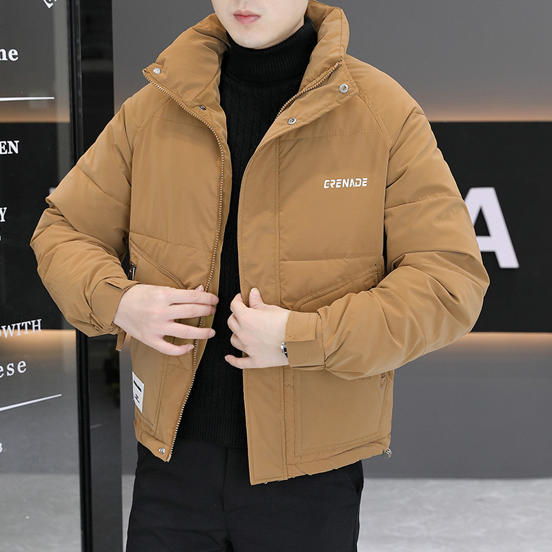 Autumn and winter fleece-lined thick men's cotton clothing 2024 new down cotton coat boys cotton coat bread winter