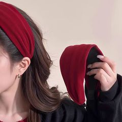 新年の赤い髪のカチューシャの女性2025の新型の秋冬の広い辺の高い頭の頭のカチューシャの日常の外で圧力の髪のカチューシャの頭の飾りをつけます。