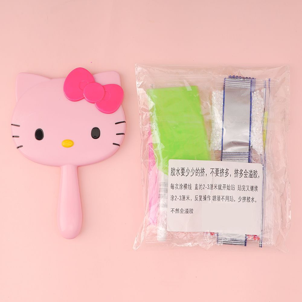 Espejo portátil Hellokitty Hello Kitty Mini espejo de maquillaje de mano Lucky Cat DIY Travel KtCat Espejo