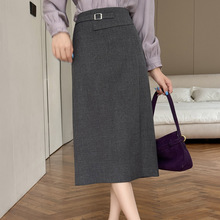 2025冬装新款女装开叉半身裙中长款A字裙一步裙女半裙6861