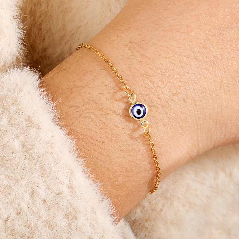 Gold stainless steel evil eye women's bracelet cross-border Amazon hot sale silver Devil's Eye plated 18K gold bracelet