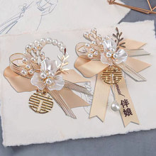 香槟色新娘手腕花婚礼伴娘团姐妹手花超仙唯美新郎结婚胸花全套