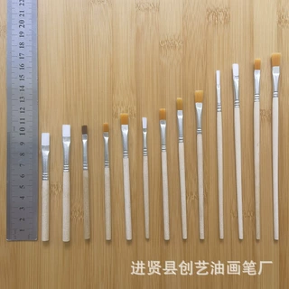 加定定制多款原木杆尼龙毛扁平头画笔儿童DIY木杆尼龙毛绘画笔