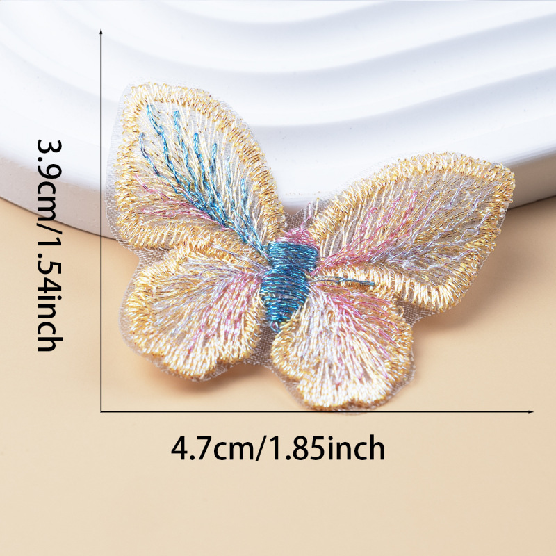 刺繍単層色糸蝶布ステッカー衣類アクセサリーデカール DIY ガーゼスカート漢服頭飾りオーガンザパッチステッカー|undefined