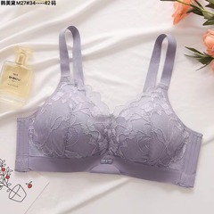 M27# Lightweight Breathable Hole Cup Sexy Lace Bra with Three Rows of Buttons, Wireless, Han Mei Dai Factory Wholesale Women's Bra