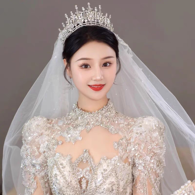 264g Weight Bridal Romantic Shiny Women's Crown Alloy Rhinestones Crown