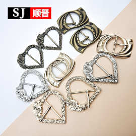 金属日字扣爱心玫瑰花型调节扣合金腰扣衣服下摆衣角打结扣皮带扣