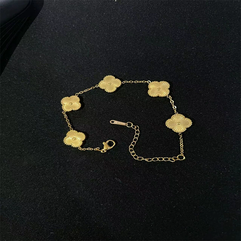 Браслет из нержавеющей стали, 18K, подвеска in Four‑Leaf Clover, стойкий к выцветанию летний браслет
