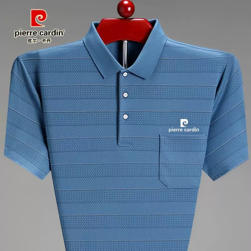 Футболка с короткими рукавами Pierre Cardin Ice Silk, мужская летняя повседневная рубашка-поло с лацканами среднего возраста для папы с настоящим карманом