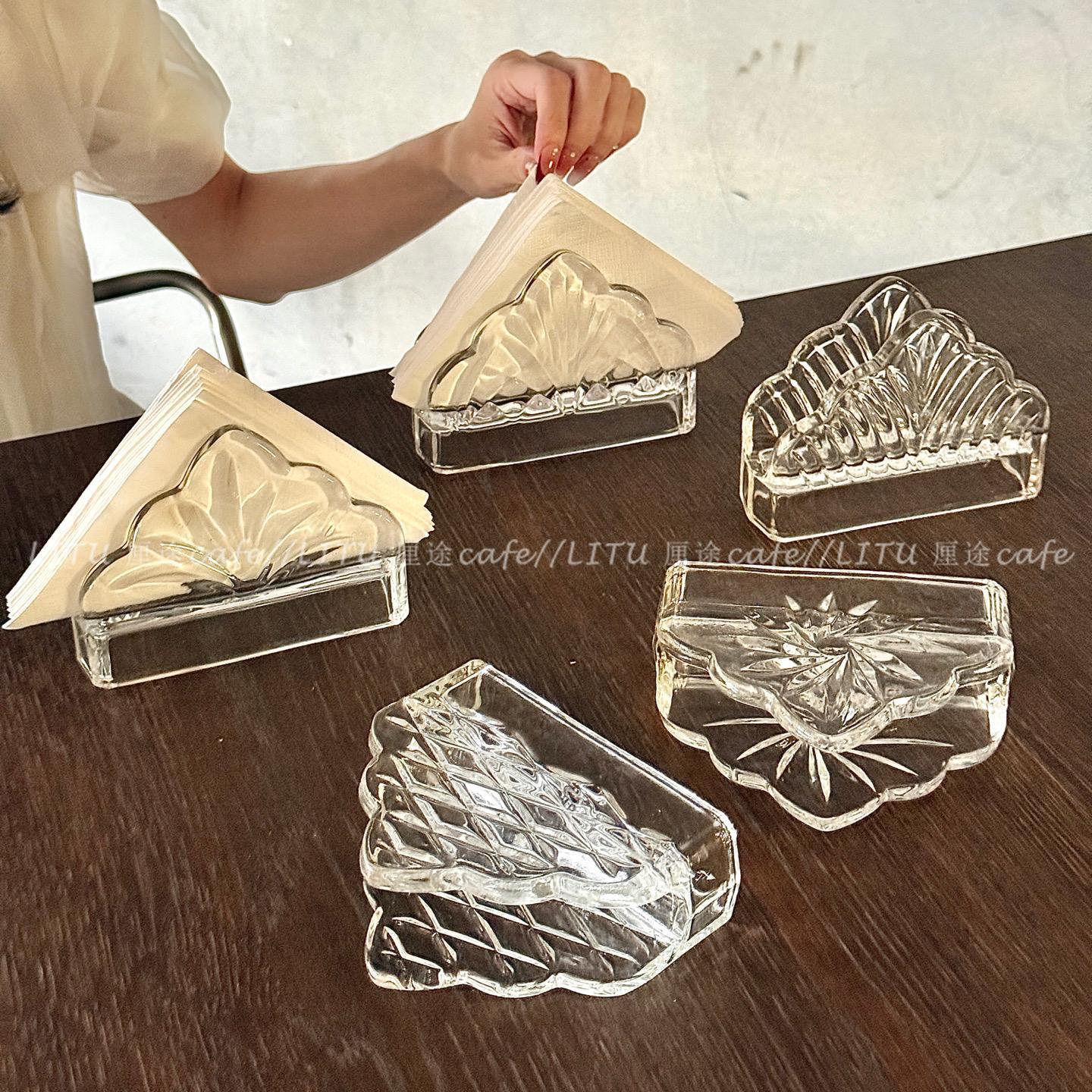 Retro Glass Napkin Holder Hotel Table Napkin Holder Western Restaurant Napkin Holder Desktop Napkin Holder Storage Rack