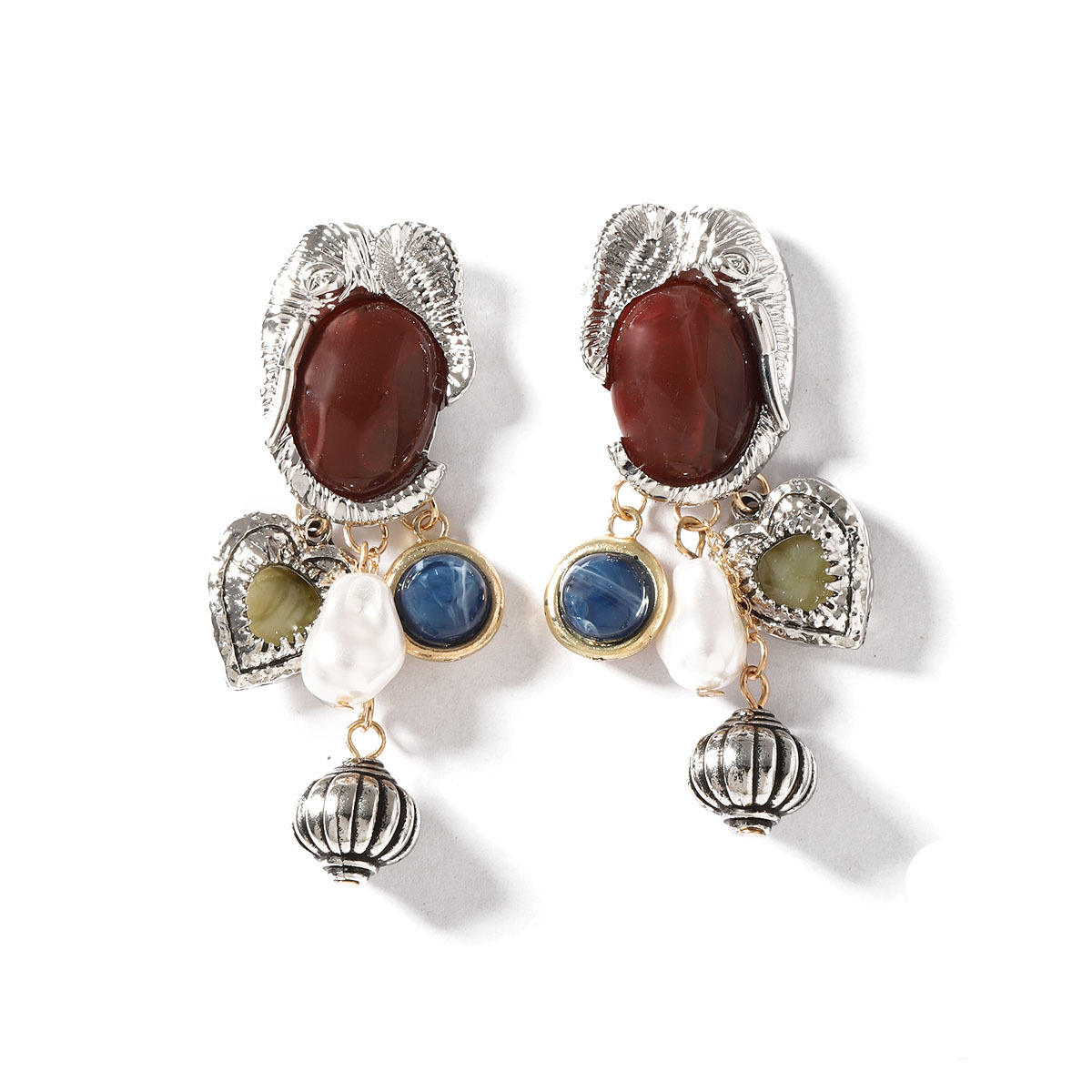 Pearl Gemstone Animal Drop Earrings Vintage Style Jewelry_voghion.com