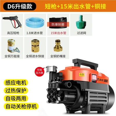Car Washing Machine Car Washing Pump — Portable car washer - upgraded-model-15m-water-outlet-pipe-short-gun-copper-connection
