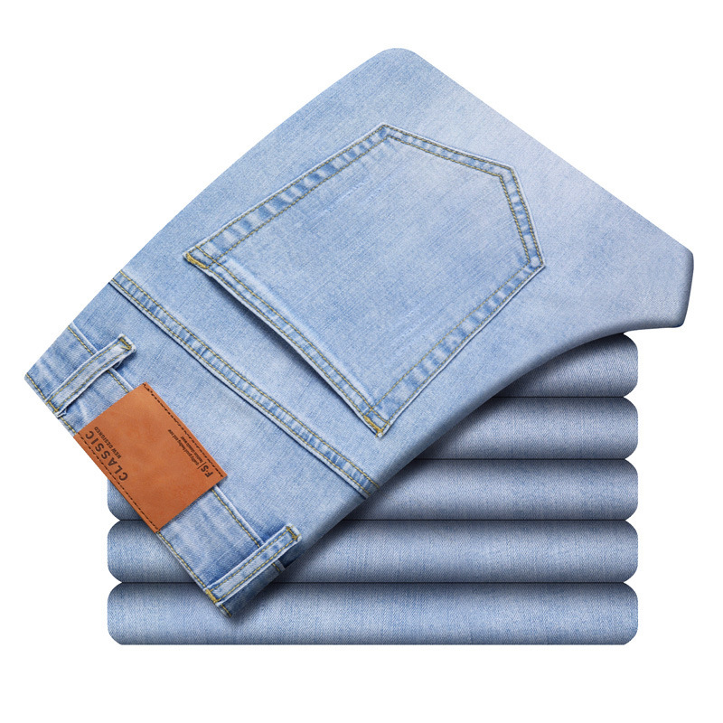 2023 primavera y otoño nuevos pantalones vaqueros delgados para hombres estilo coreano delgado elástico urbano suelto recto tendencia pantalones