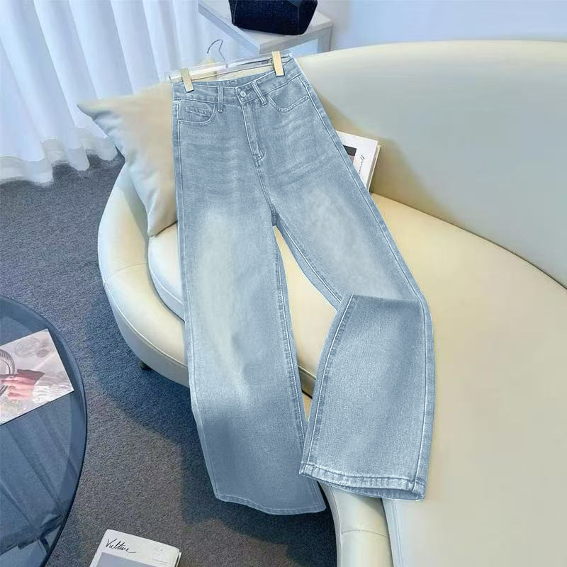 Southeast Asia's Popular Live-Streamed Wide-Leg Jeans for Women, Autumn High-Waisted Slimming Drapey Loose Straight Pants in Stock