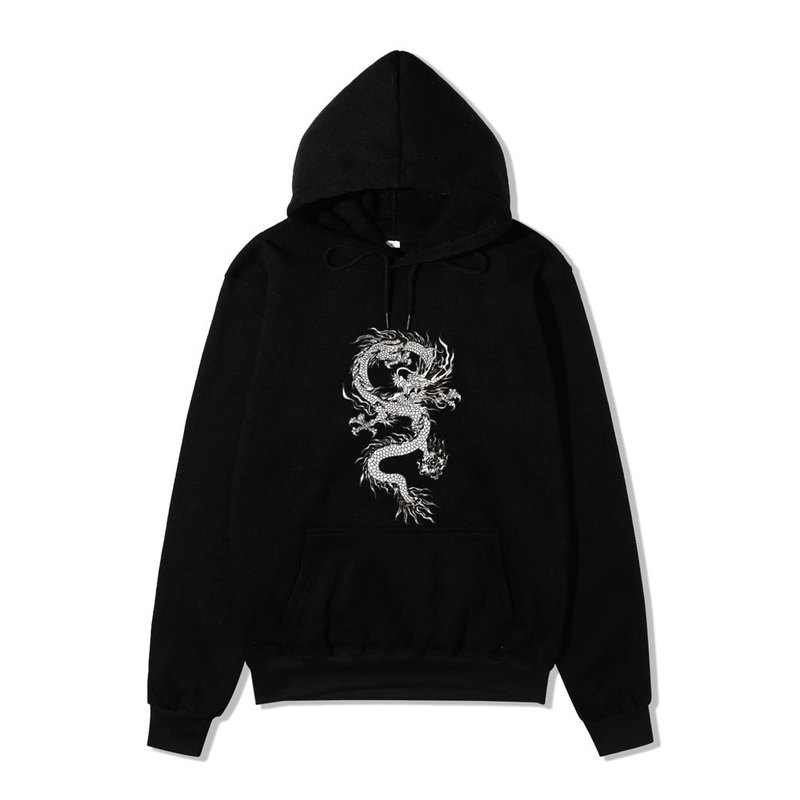 European and American Diablo Style Sweatshirt Men's and Women's Dragon Printed Hoodie Gothic Couple Hip-Hop Harajuku Large Size Sweatshirt