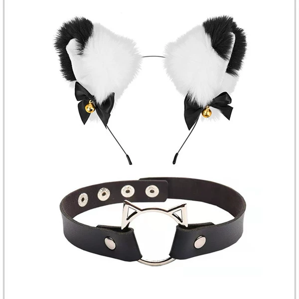 White Cat Black Cat Ear+Cat's Circle Circle