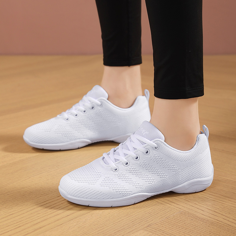 Grupo competitivo aeróbicos zapatos blancos zapatos de fitness deportes porristas zapatos de entrenamiento de las mujeres zapatos de competencia de fondo suave niños