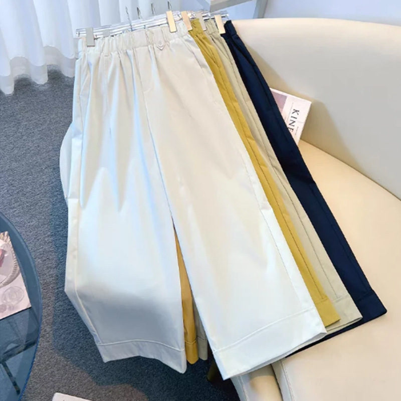 2026 Summer and Autumn Thin Cropped Wide-Leg Pants New High-Waisted Fashion Versatile Floral Casual Straight-Leg Pants