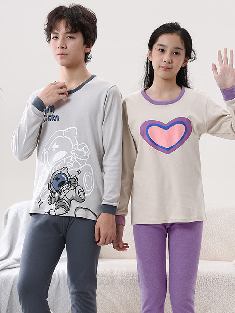 儿童保暖内衣中大童衬衣线裤男学生秋衣秋裤小女孩青少年睡衣套装