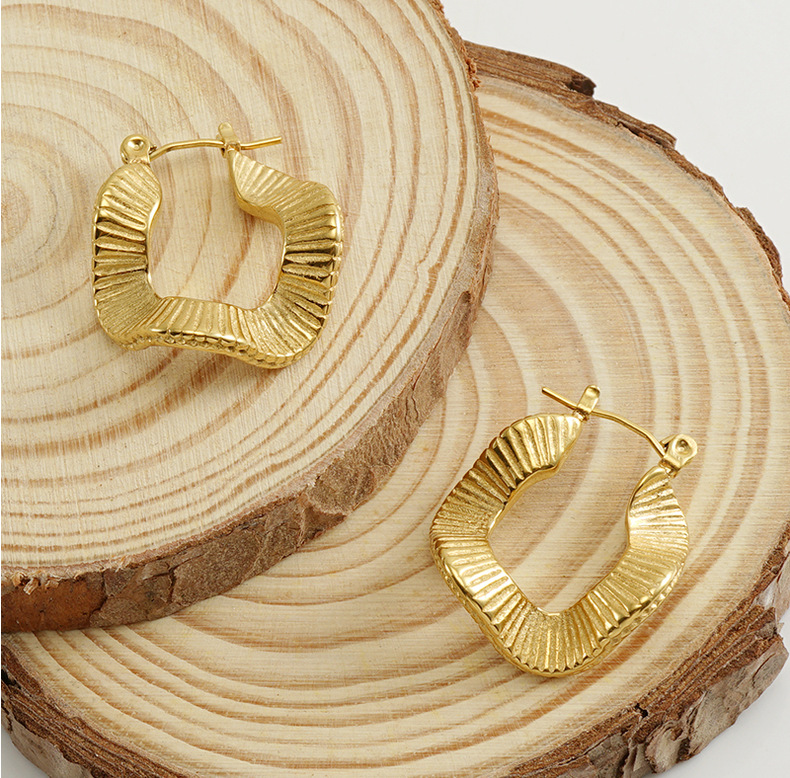 18K Gold Plated Plating Material Earrings Classification PVD Coated 18K Gold Plated Solid Color 304 Stainless Steel Fashion Waterproof Non Tarnish Earrings