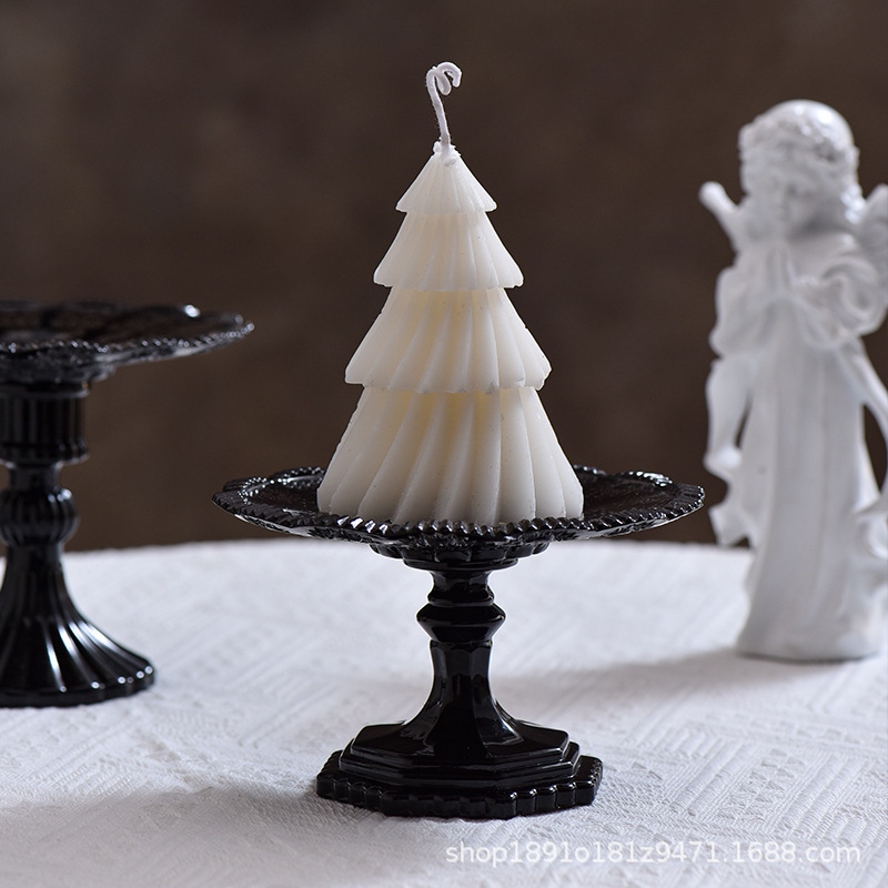 ヨーロッパのレトロなハイエンドの黒の背の高いキャンドルベースの装飾品ホームレストランB&Bアロマテラピーテーブルロマンチックな装飾|undefined