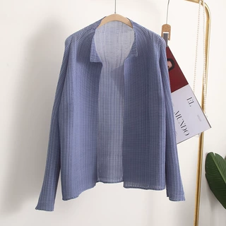 三宅2023夏季新款外套百搭流行宽松显瘦轻薄褶皱防晒服开衫女时尚