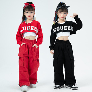 Children's hip hop fashion clothes autumn girls' hip hop jazz dance performance clothes suit little girl jazz dance performance clothes