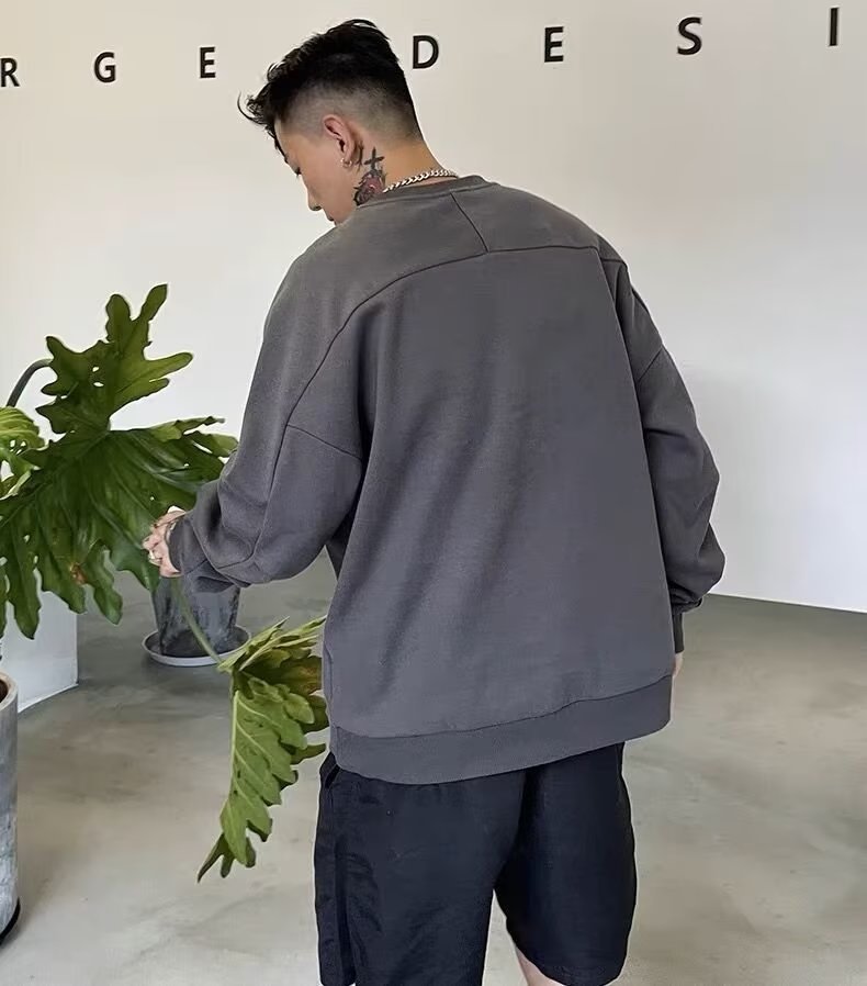 Felpa con stampa di lettere da uomo, casual, ampia, abbinabile, girocollo_voghion.com