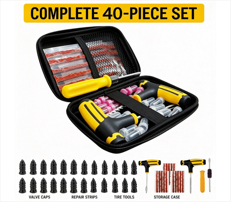 Cross-border best-selling solid handle tire repair kit outdoor bicycle and car tire emergency repair kit