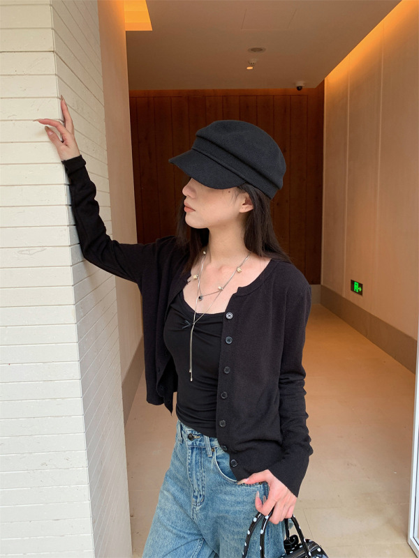 誉一新款2025秋季洋气外搭针织衫女韩系软糯长袖毛衣开衫女c6149|undefined