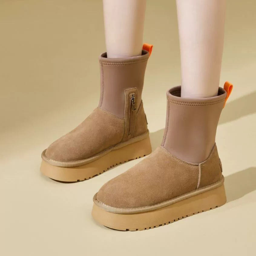 Снежные сапоги женский 2024 осень-зима новая мода простой и универсальный плюс бархатная теплая толстая подошва нескользящая повседневная хлопчатобумажная обувь