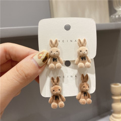 新しい925シルバー針韓国植毛かわいいウサギのイヤリング気質シンプルな学生漫画かわいい甘いイヤリング