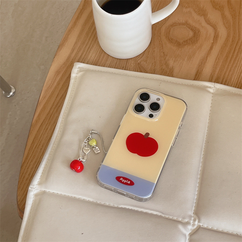 Simplicidad ins color a juego, manzana roja, funda para teléfono móvil 16ProMax iphone13/14 Apple 15 colgante 16 mujeres