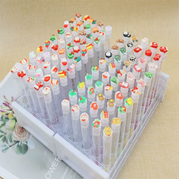 Cross-Border Christmas Cartoon Individually Packaged Eyelash Brushes, Replaceable Disposable Crystal Eyelash Brushes in Transparent Test Tubes