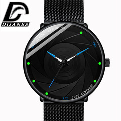 DIJANES 跨境時尚夜光男士網帶手錶男款商務皮帶石英表學生表