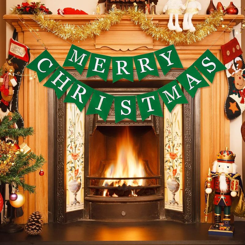 クリスマスバナー、旗、吊り下げ旗、文字、カラフルな旗、フラワーアレンジメント、クリスマスパーティーデコレーション用品|undefined